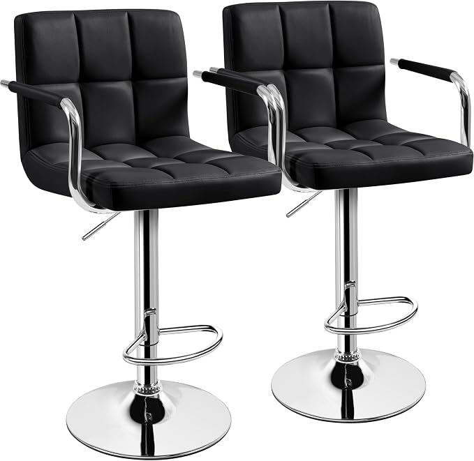 Yaheetech Bar Stools Set of 2, PU Leather Height Adjustable Swivel Barstools by Yaheetech