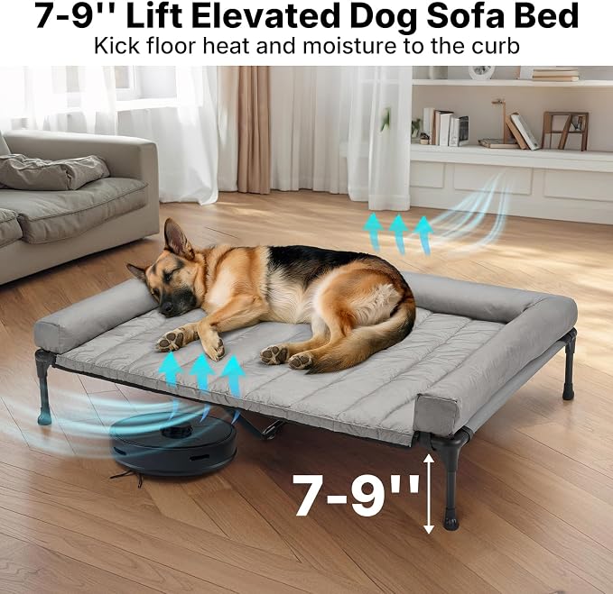 Veehoo Cooling Elevated Dog Bed Add Removable Waterproof Bolster Cushion Mat - Image 3