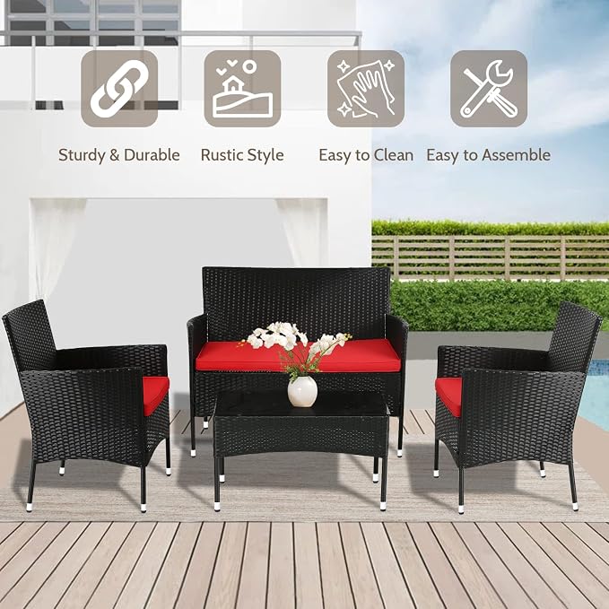 FDW Rattan Furniture Wicker Chair Patio Bristo Set - Image 4