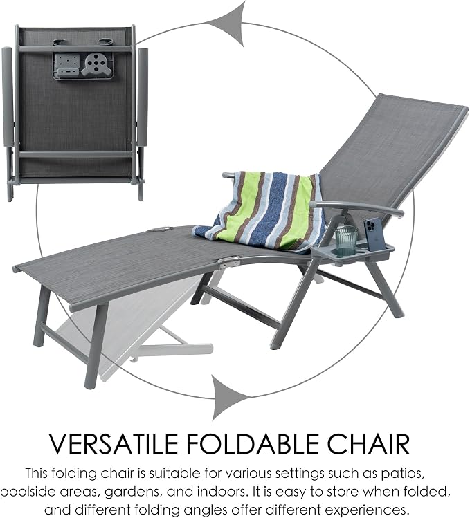 Kozyard Aluminum Outdoor Chaise Lounge Chair, Adjustable Reclining Patio Lounge - Image 5