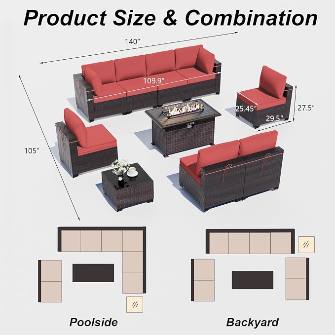 ALAULM 10 Pieces Patio Furniture Set - Image 7