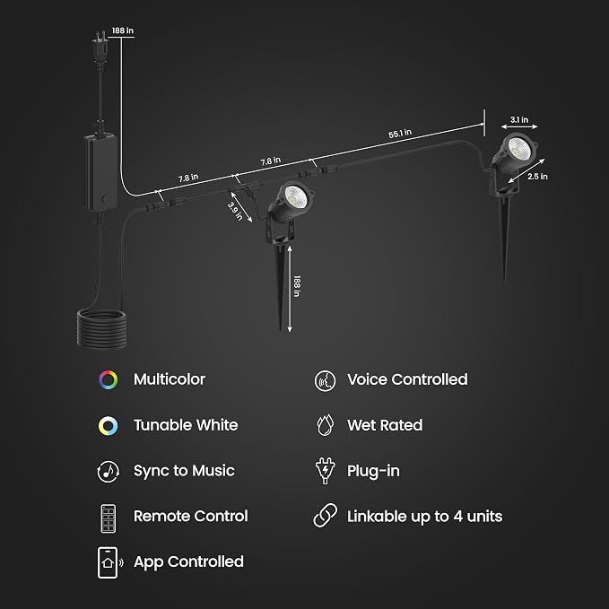 Feit Electric Smart Color Changing & Tunable White Outdoor Spotlights, 250 - Image 3