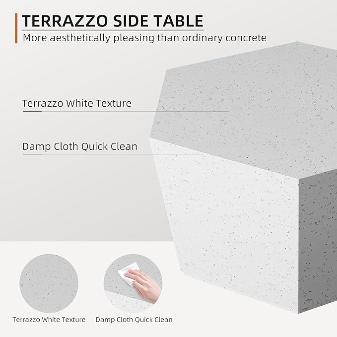 UPHA Outdoor Hexagon Coffee Table, Small Modern Minimalist Accent Tables - Image 3