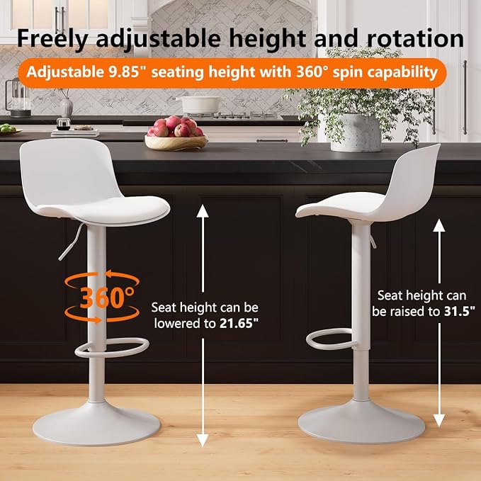 Kidol & Shellder Bar Stools Set of 6 Adjustable Counter Height Stools Modern PU - Image 3