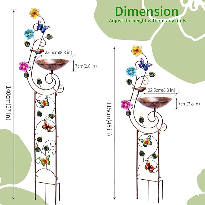 57" Height Metal Bird Bath - Image 3
