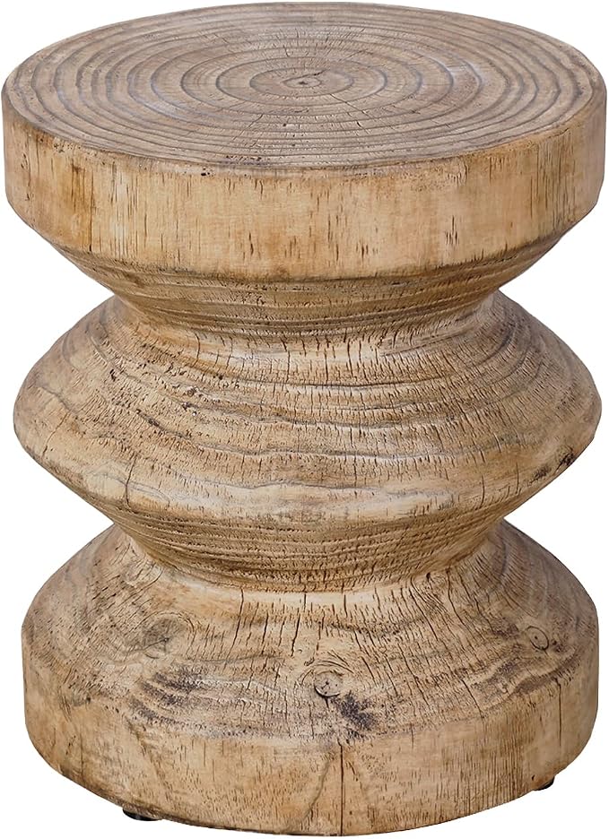 Afterglow Terrafab Material Outdoor Round Side Table, Natural Decorative Garden by Afterglow