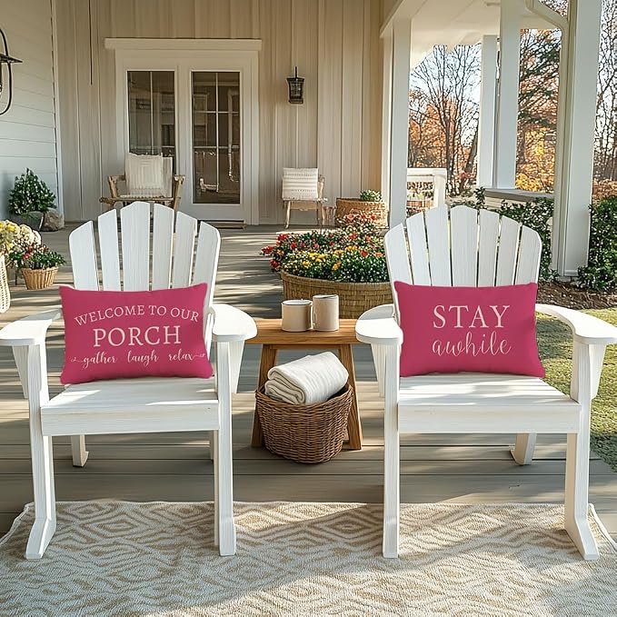 PANDICORN Welcome to Our Porch Stay Awhile Outdoor Lumbar Decorative Throw - Image 6