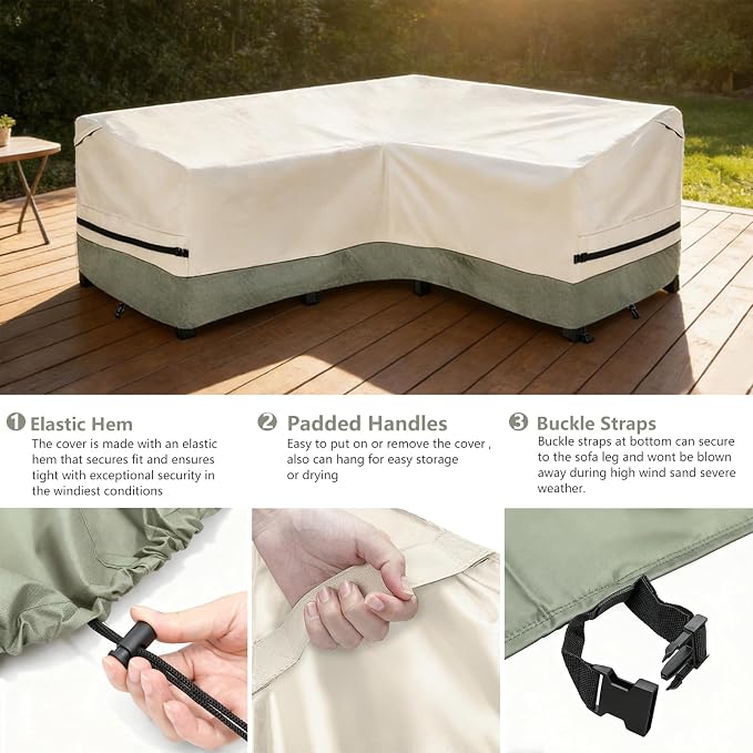 okcool Outdoor Sectional Sofa Cover Waterproof-V-Shaped Patio Furniture Covers - Image 5
