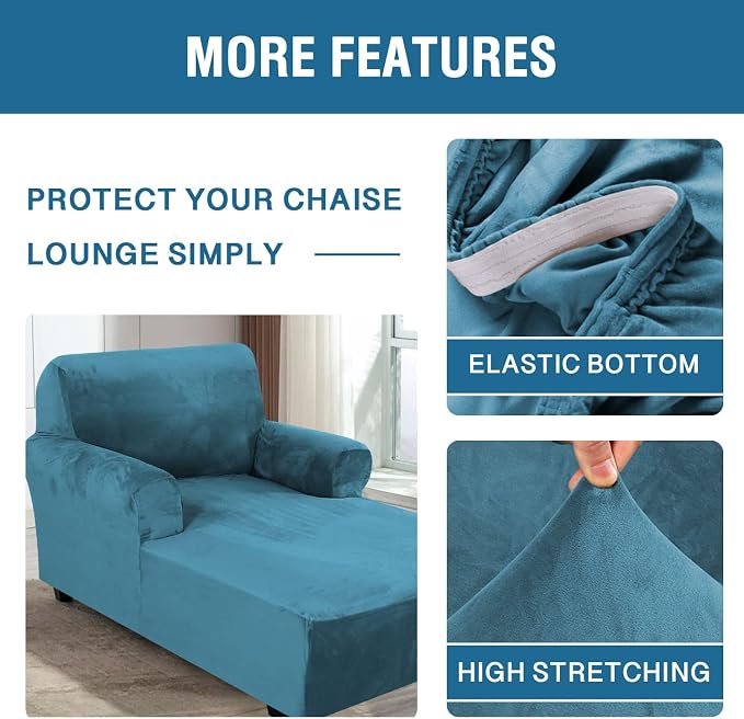H.VERSAILTEX Velvet Chaise Lounge Cover High Stretch Chair Cover - Image 5