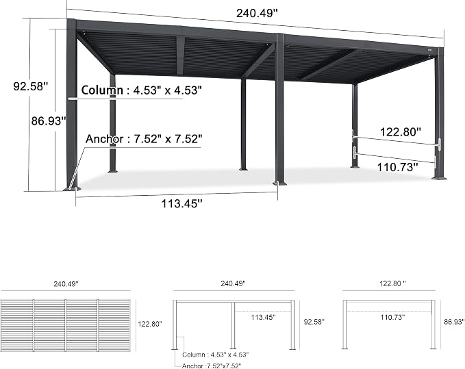 PURPLE LEAF Louvered Pergola 10' x 20' Aluminum Outdoor Pergola - Image 9