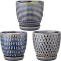 Oairse 4 inches Ceramic Planter Pots 3 Set of Small Round Flower Pots by Oairse