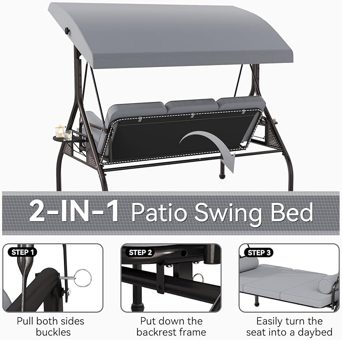 Oakcloud 3-Seat Outdoor Porch Swing - Image 2