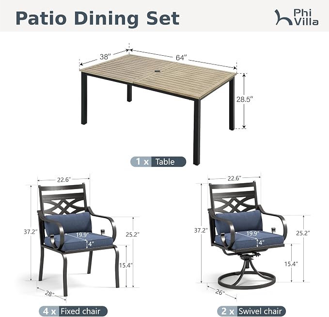 PHI VILLA 7 Pieces Outdoor Dining Set - Image 9