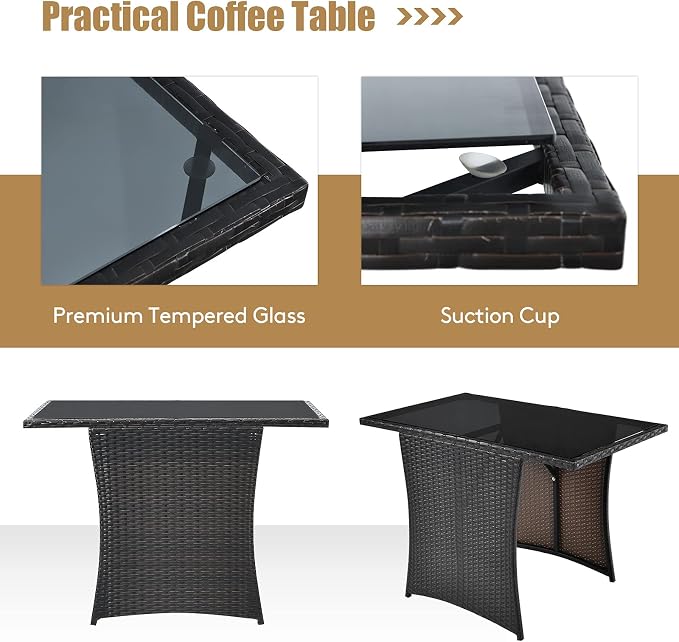 Tangkula 3 Pieces Patio Dining Set, Space-Saving PE Rattan Bistro Set - Image 7
