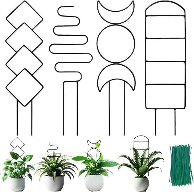 4 Packs Trellis for Climbing Plants Indoor, HENABLE Small Garden Metal Trellis by HENABLE
