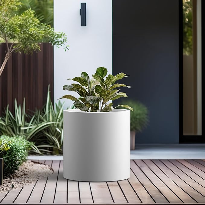 Kante 15.7" Dia Round Concrete Planter, Modern Style Large Cylindrical Plant Pot - Image 2