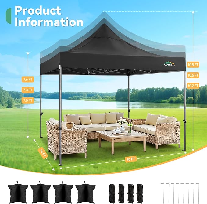 COBIZI 10x10 Heavy Duty Pop Up Canopy Tent - Image 3