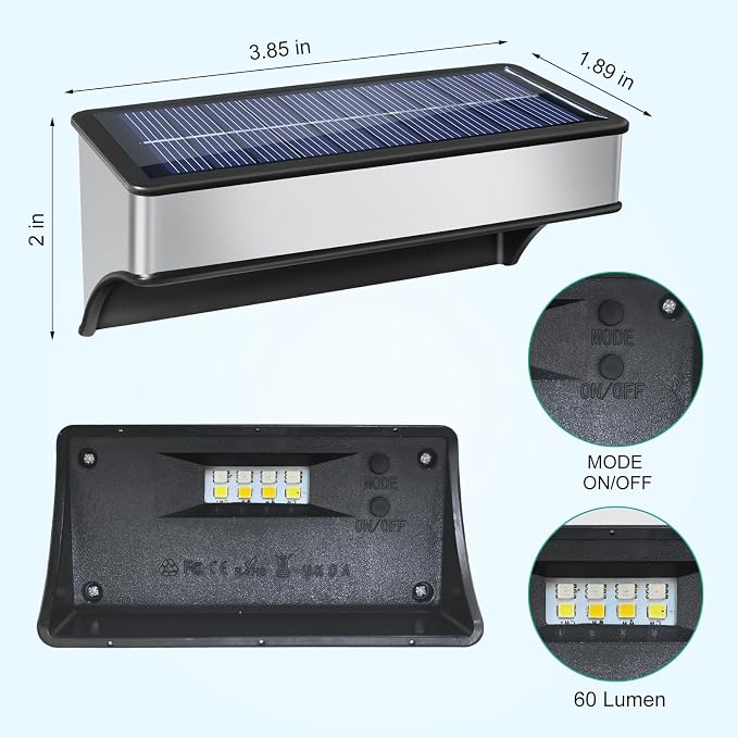 8 Pack Solar Fence Lights Outdoor RGB and 10 Colors Stainless Steel Dusk to - Image 4