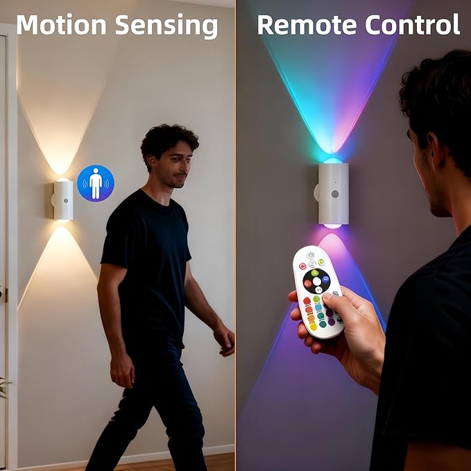 4 Pack Rechargeable Dynamic RGB LED Wall Lamp, Motion-Sensing Step Lights - Image 5