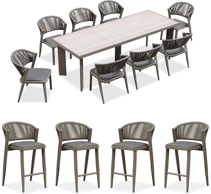 PURPLE LEAF 8-Piece Patio Dining Set Outdoor Furniture Rectangular Table and by PURPLELEAF