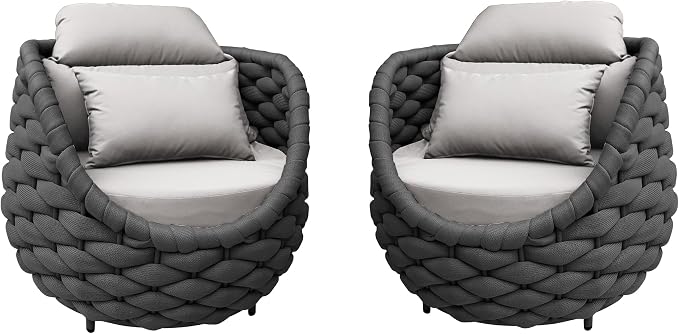 TWT Patio Sofa Set of 2 All-Weather Polyester Rope Balcony Furniture - Image 6