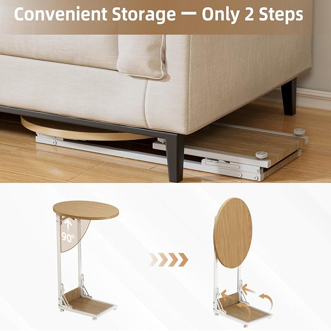 Elbourn Folding Side Table End Couch Tables, C-Shaped End Table - Image 9