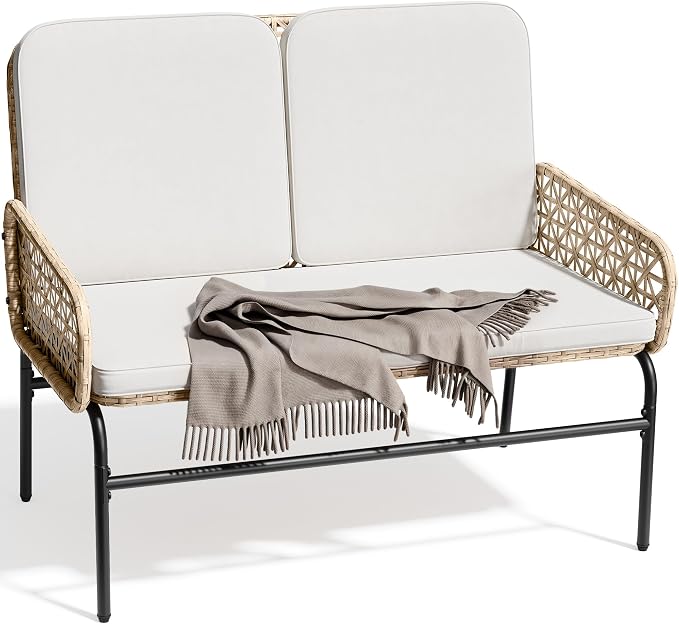 YITAHOME Patio Loveseat Wicker Outdoor Furniture, All Weather Rattan by YITAHOME