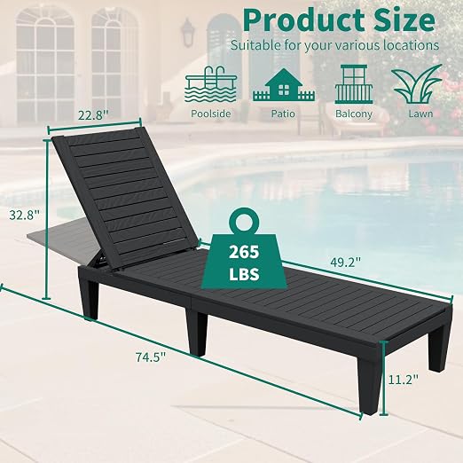 YITAHOME Patio Lounge Chair Set of 2, Outdoor Chaise Lounge - Image 2