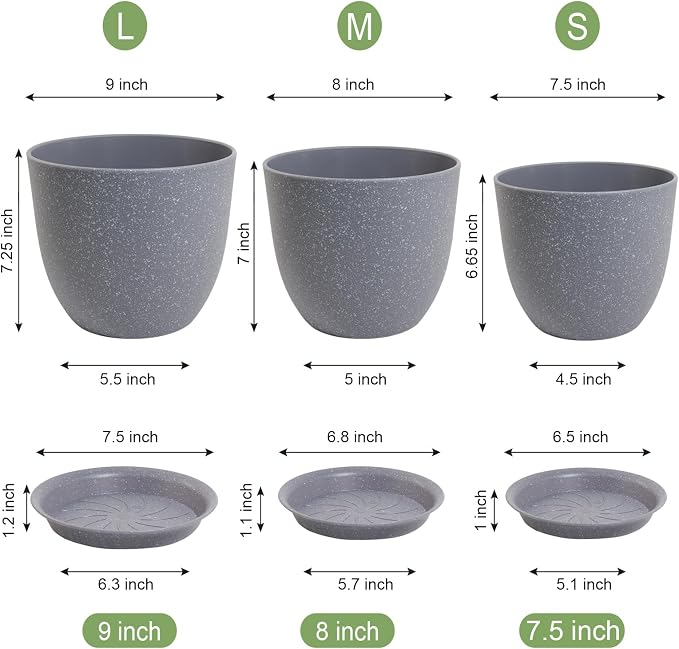 Flower Pots 9/8/7.5inch, Plant Pots - Image 3