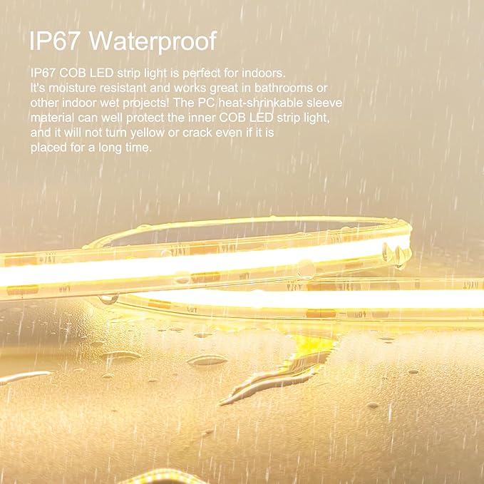 20ft COB Outdoor LED Strip IP67 Waterproof, 6500K Cold Whit DC24V Flexible LED - Image 2