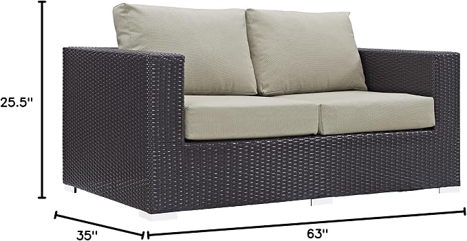 Modway Convene Wicker Rattan Outdoor Patio Loveseat - Image 3
