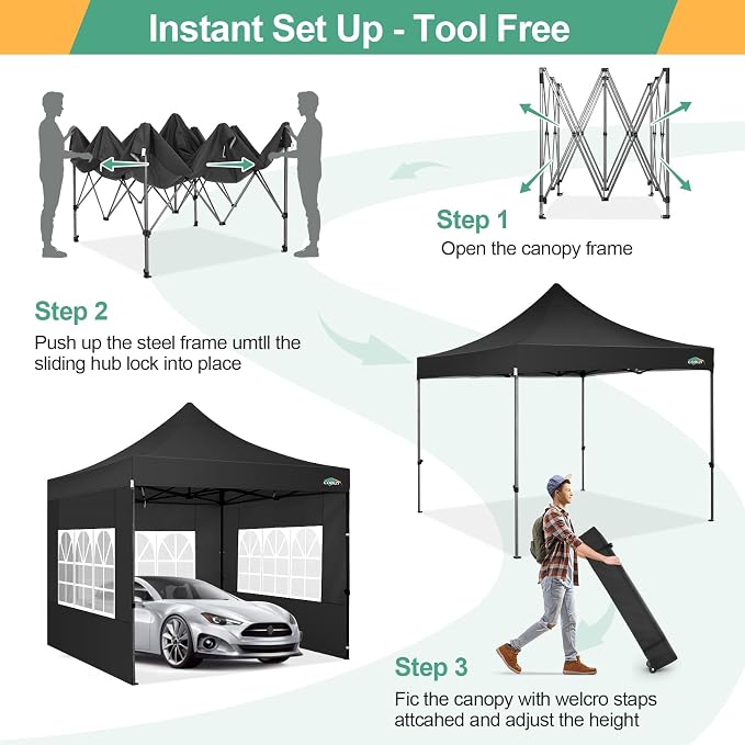 COBIZI 10x10 Pop Up Canopy Tent - Image 7