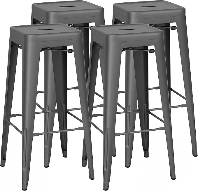 Shahoo 30 Inches Metal Bar Stools Counter Height Stackable Backless Stools by BuynowfromShahoo