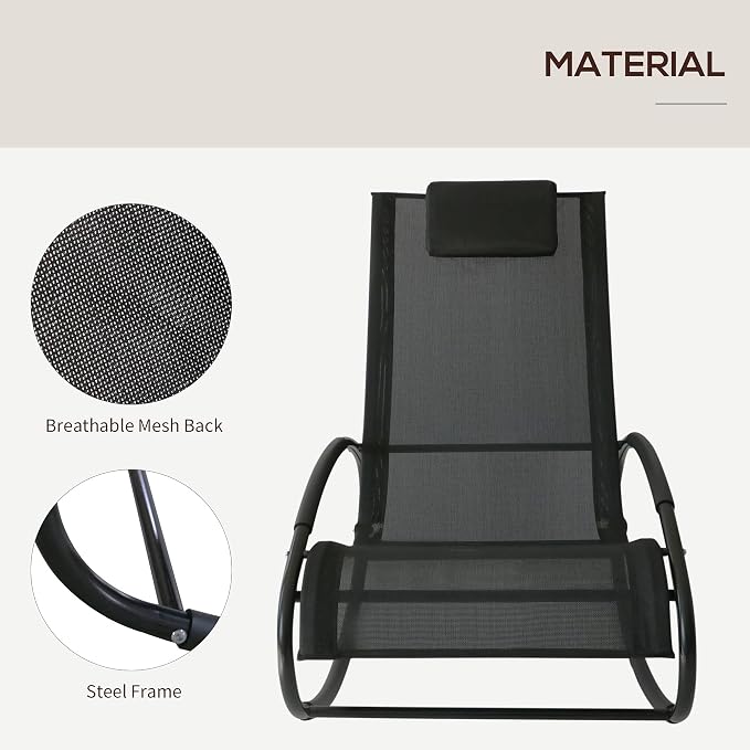 Outsunny Pool Lounger, Outdoor Rocking Lounge Chair - Image 6