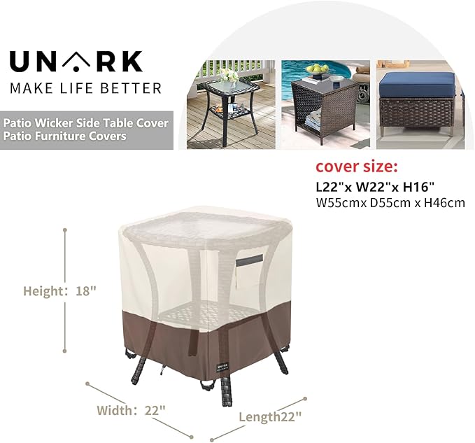 Patio Wicker Side Table Cover, Suitable - Image 2