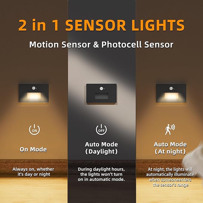 8 Pack Motion Sensor Stair Lights Indoor Outdoor, Dimmable Motion Activated - Image 4