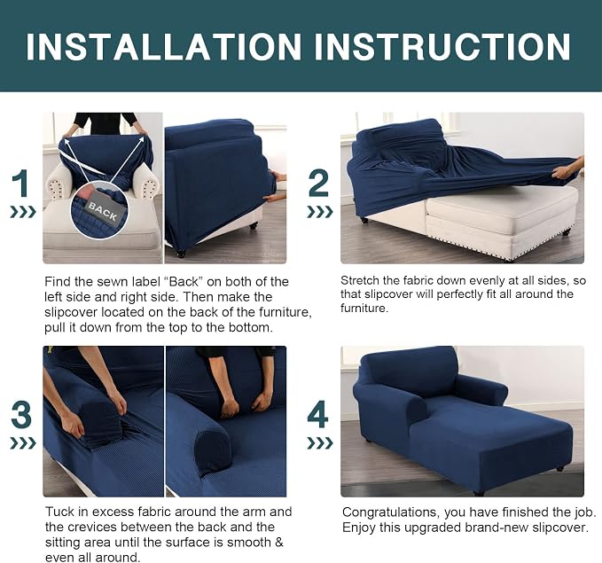 FantasDecor Chaise Lounge Cover Stretch Chair Lattice Slipcover - Image 7