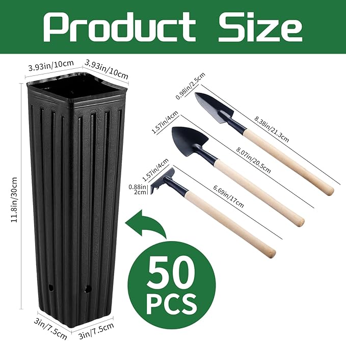 50 Pcs 12" Tall Tree Pots Plastic Deep Nursery Pots Tall Nursery Tree Pots - Image 2