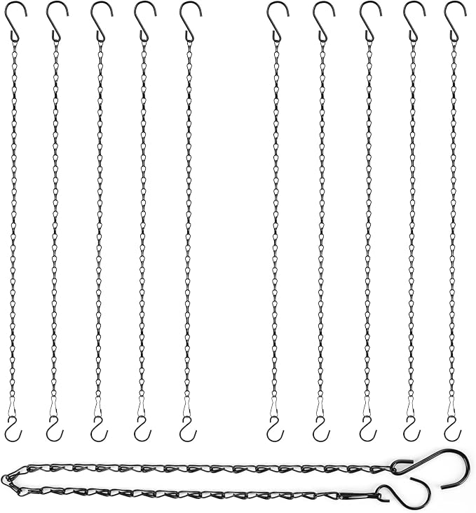 RIFNY Hanging Chains with Hooks, 10 Pieces 24 Inch Black Chain by RIFNY