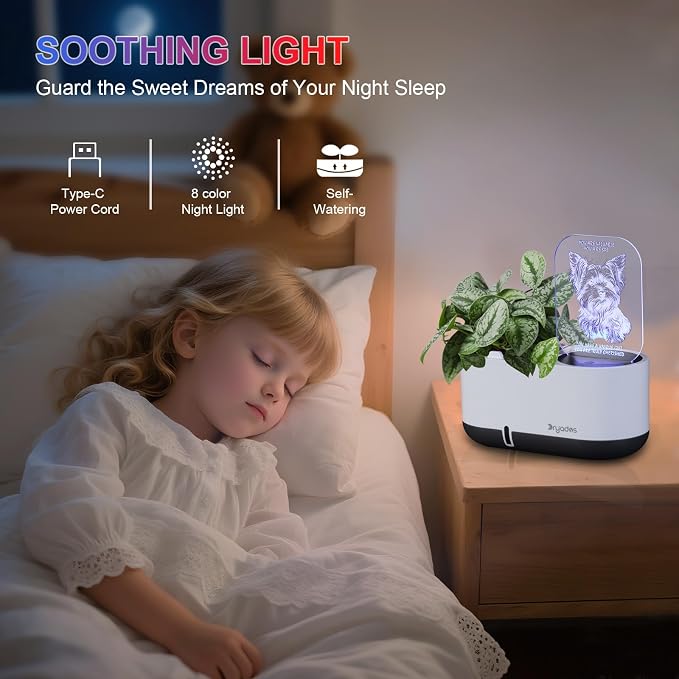 Self-Watering Plant Pot with LED Note Board & 7 Colors Pen, Led Acrylic Message - Image 6