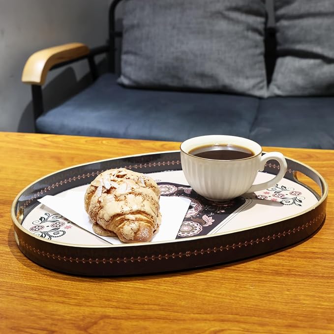 Oval Plastic Serving Tray with Handles, Elegant Decorative Tray - Image 6