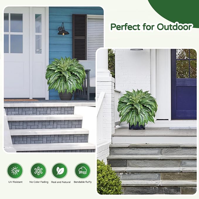 2 Pack Large 88 Leaves Artificial Ferns - Image 7