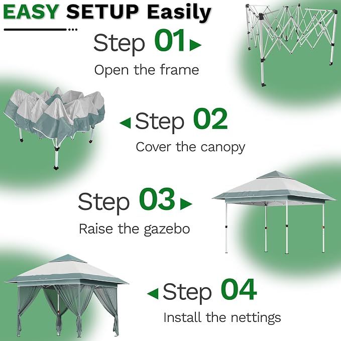 Devoko 10x10 Pop Up Gazebo Canopy Tent - Image 5