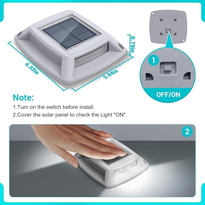 Solar Driveway Lights Outdoor 12 Pack, IP68 LED Solar Powered Waterproof - Image 6