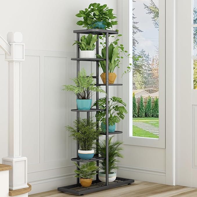 LINZINAR Plant Stand Metal 7 Tier 8 Potted Multiple Flower Pot Holder Shelf - Image 4