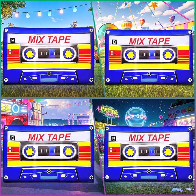 80's 90's Party Decoration 5FT Inflatable Magnetic Tape Party Decorations - Image 2