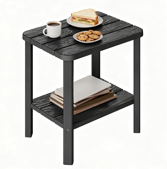 Adirondack Square Outdoor Side Table, 2-Tier Small Outdoor Table by NBYSGO