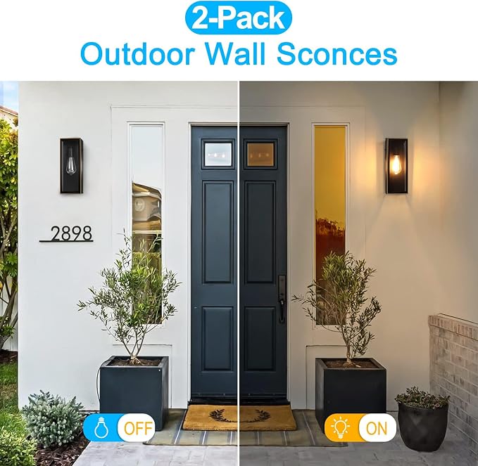 2-Pack Outdoor Wall Lanterns, Exterior Waterproof Outdoor Lights - Image 5
