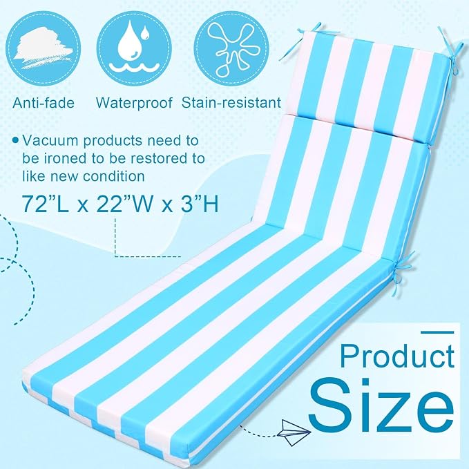 1 Pcs Indoor Outdoor Chaise Lounge Cushions Sponge Bench Outdoor Furniture - Image 3