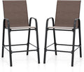 Tangkula Outdoor Bar Stools Set of 2, Enlarged Seat & Metal Frame, Tall Patio by TANGKULA